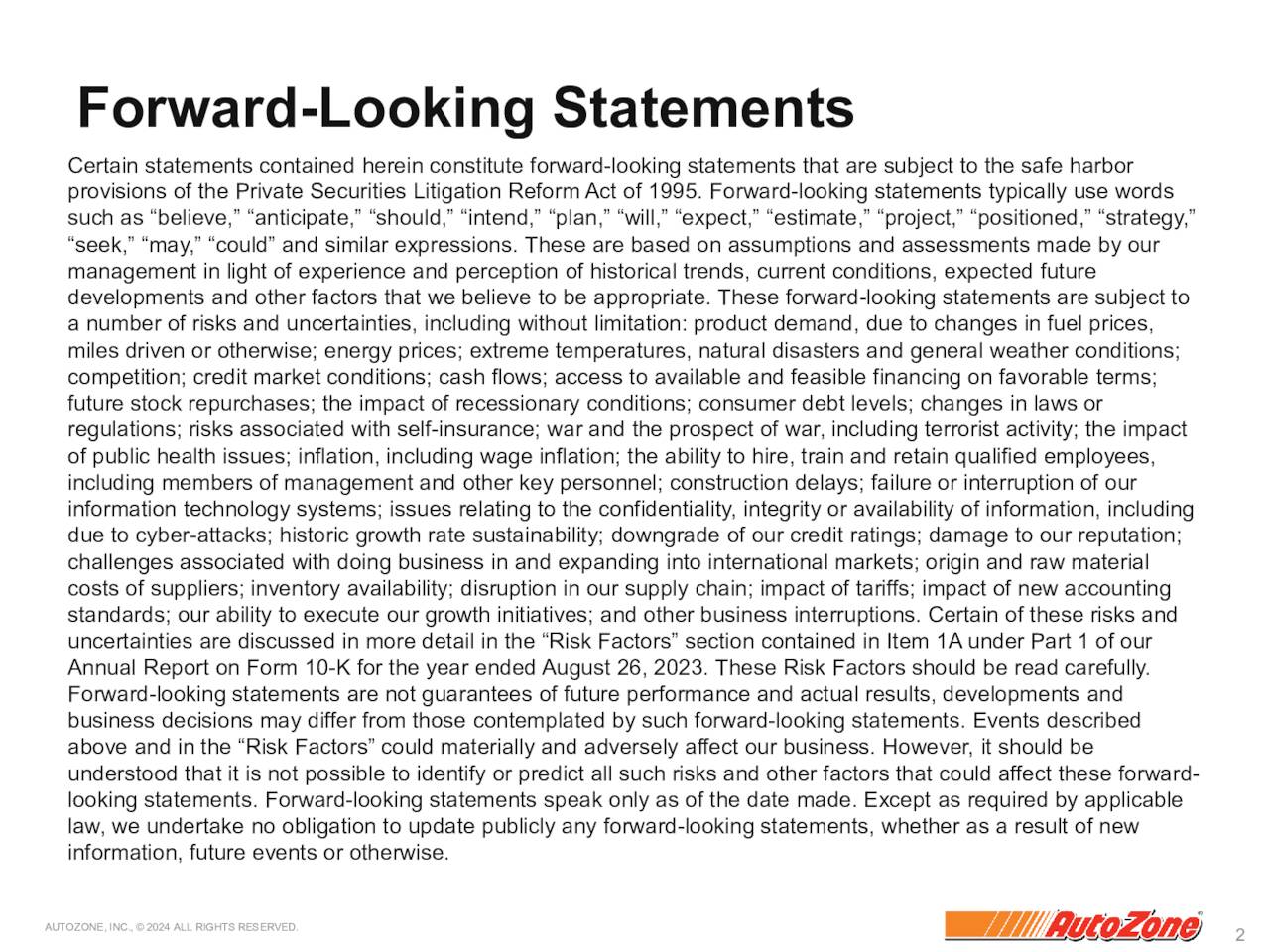 AutoZone, Inc. 2024 Q2 - Results - Earnings Call Presentation (NYSE:AZO ...