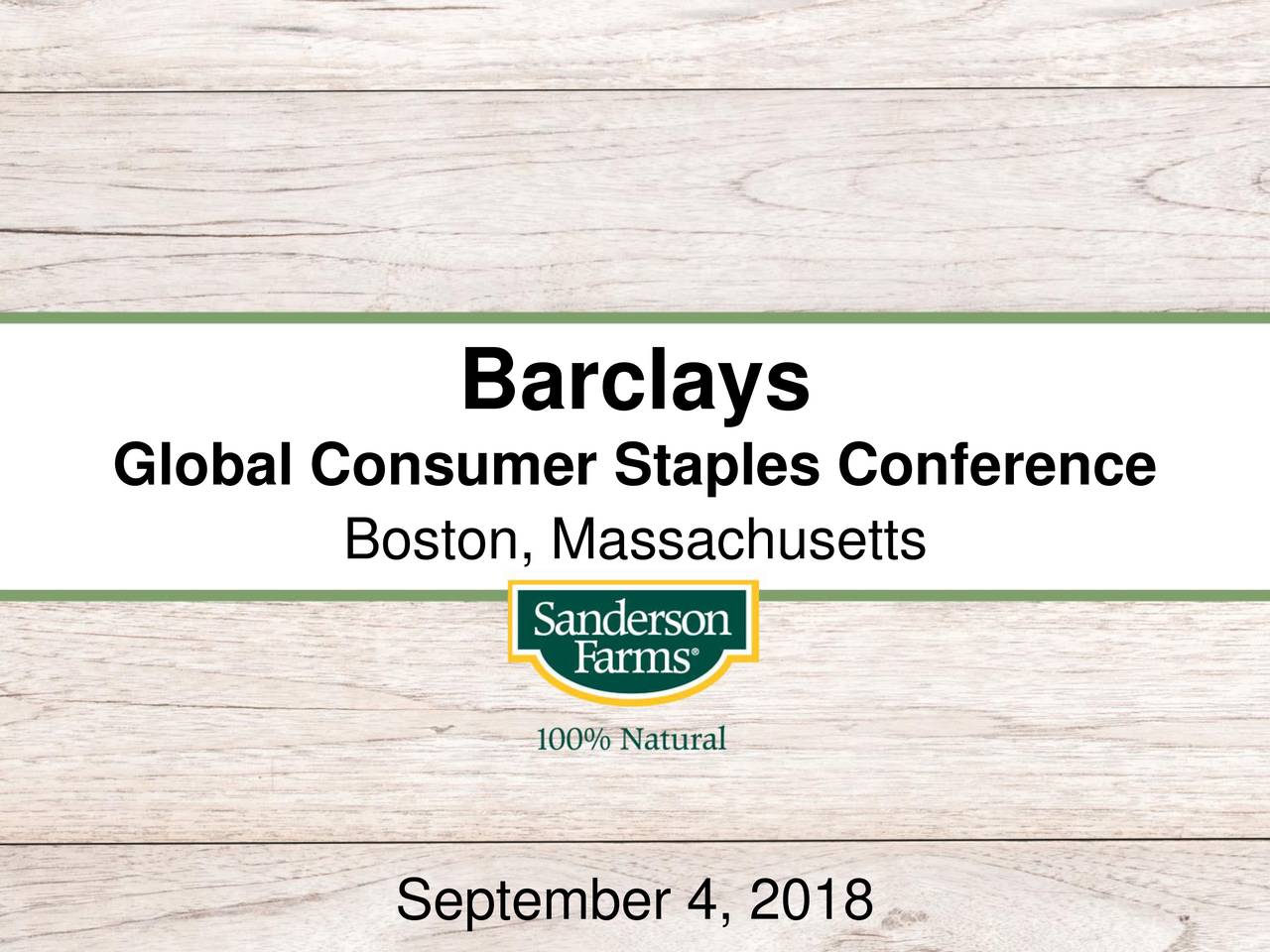 Sanderson Farms (SAFM) Presents At Barclays Global Consumer Staples