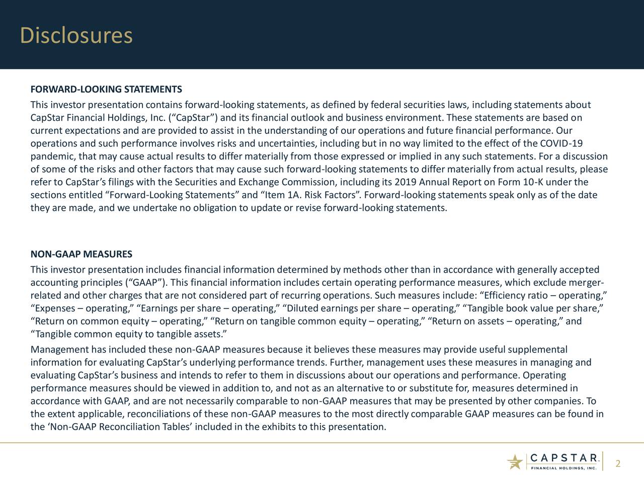 Capstar Financial Holdings, Inc. 2020 Q2 Results Earnings Call
