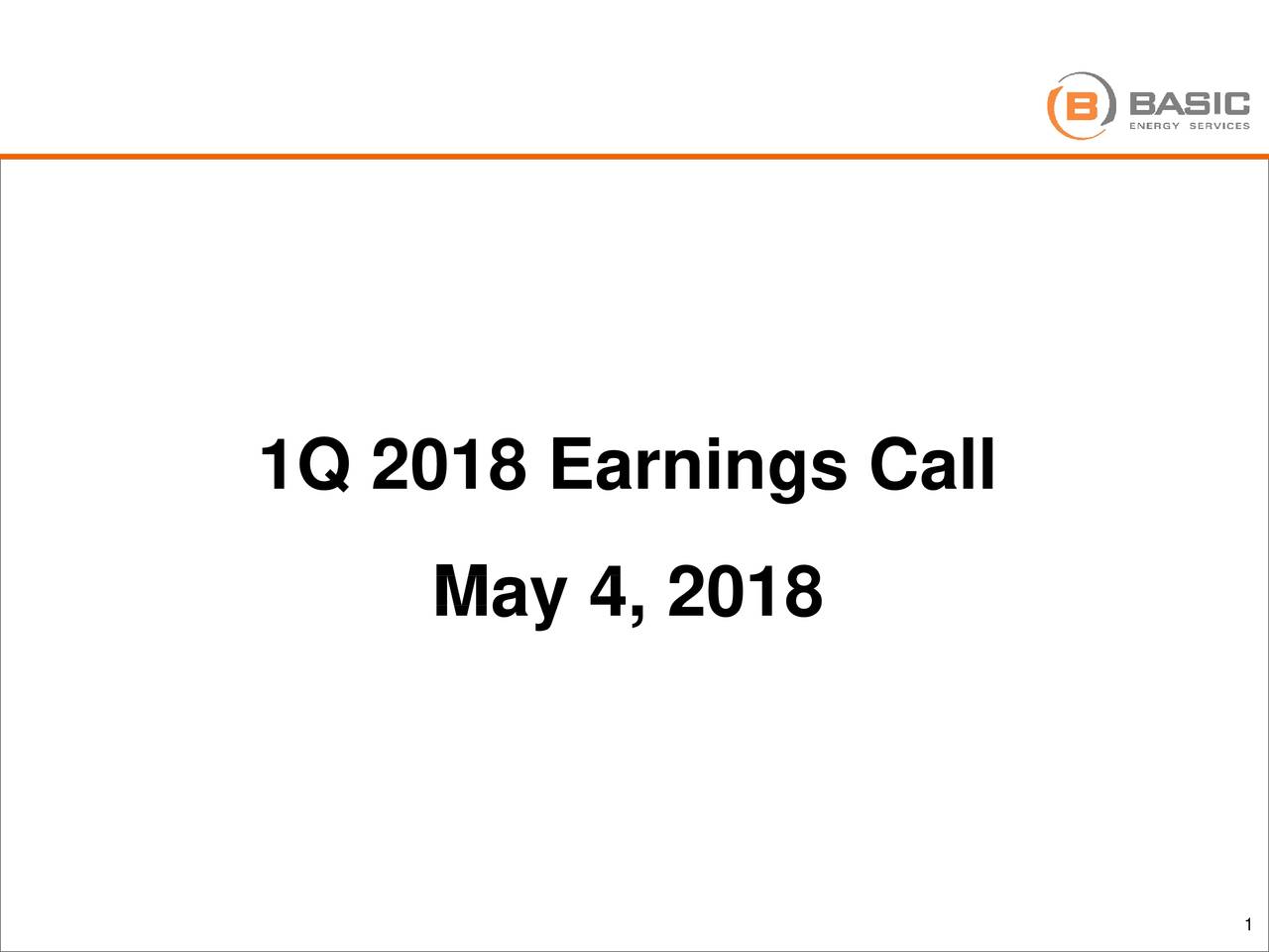1Q 2018 Earnings Call