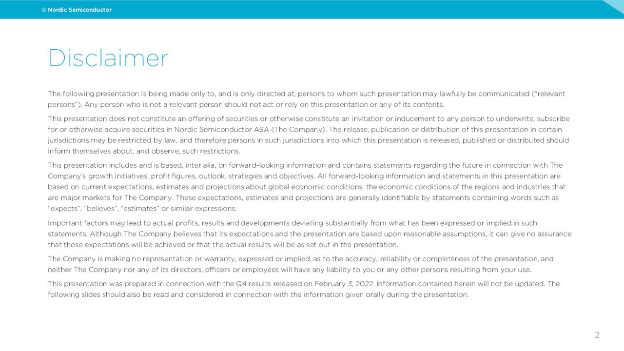 Nordic Semiconductor ASA 2021 Q4 Results Earnings Call Presentation (OTCMKTSNDCVF