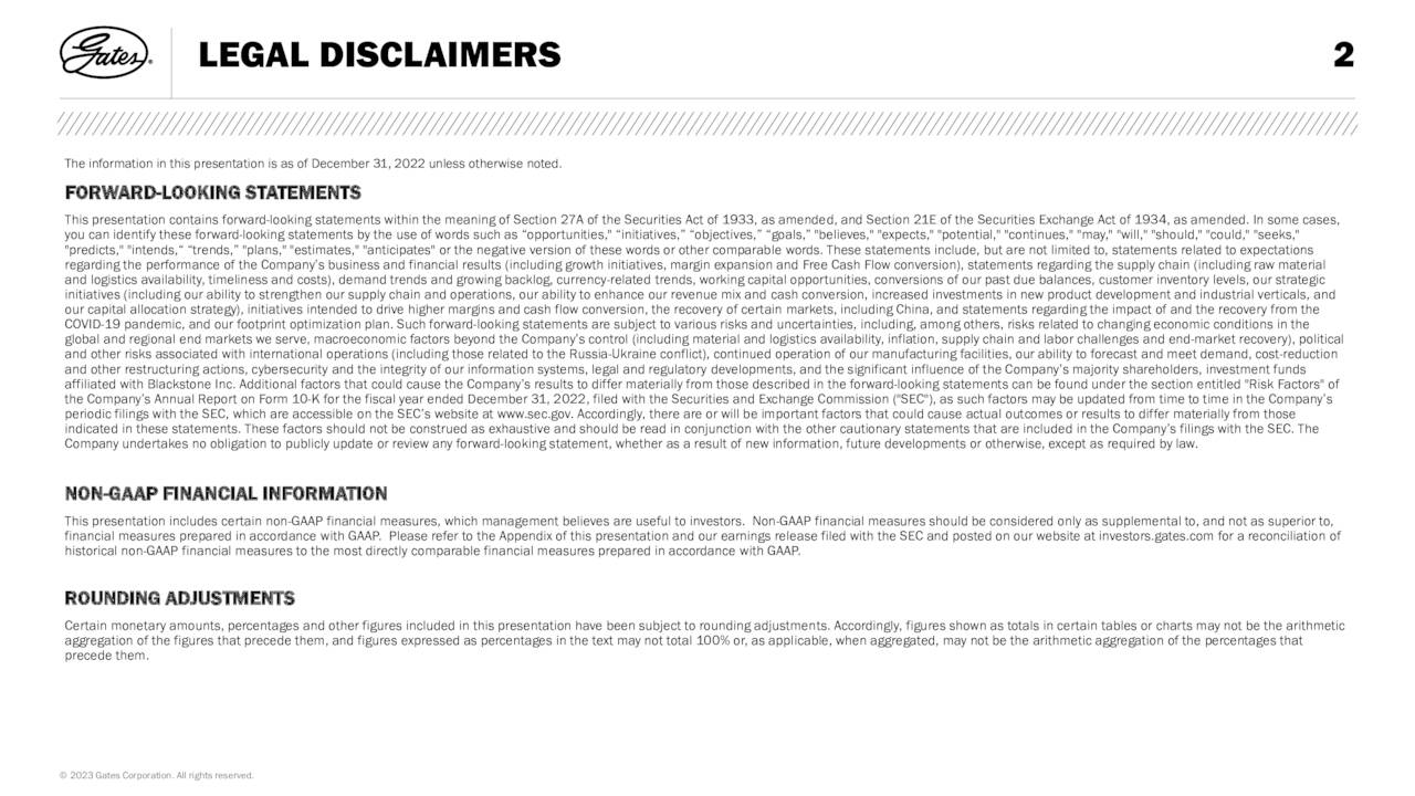 Gates Industrial (GTES) Investor Presentation Slideshow (NYSEGTES