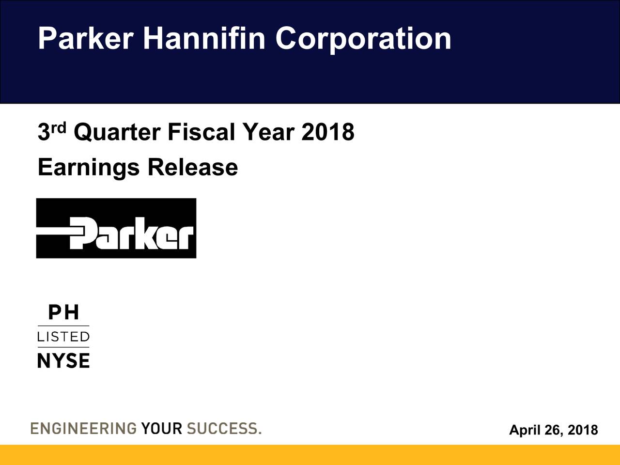 ParkerHannifin Corporation 2018 Q3 Results Earnings Call Slides
