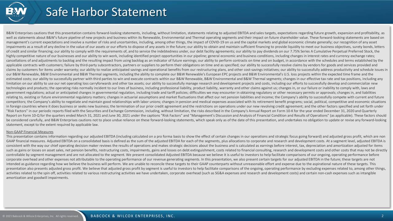 Babcock & Wilcox Enterprises, Inc. 2021 Q2 - Results - Earnings Call ...