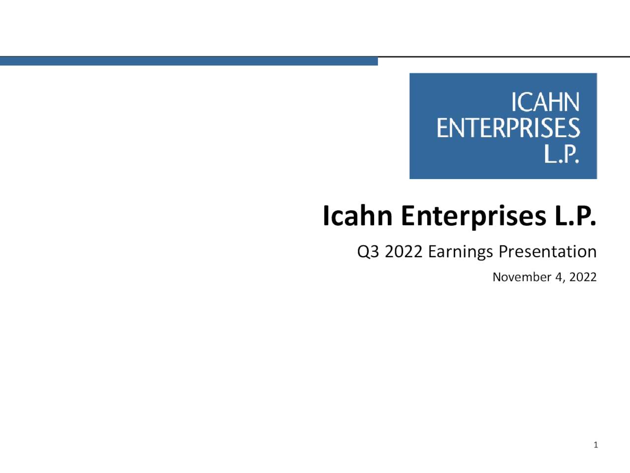 Icahn Enterprises L.P. 2022 Q3 Results Earnings Call Presentation
