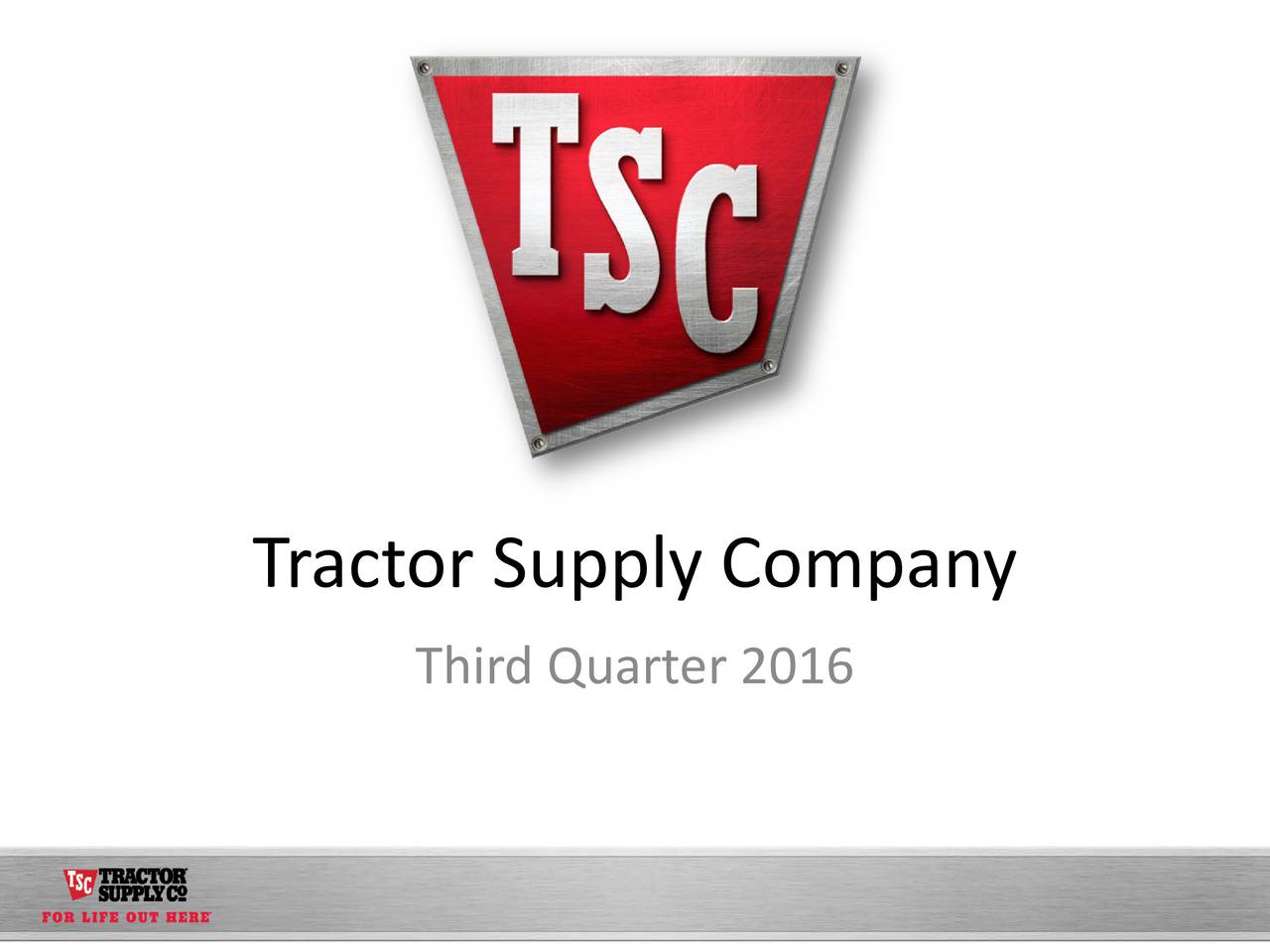 q company supply Tractor  Company Call  Supply Q3  Earnings Results 2016