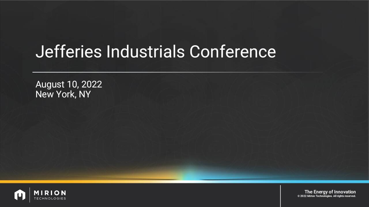 Mirion Technologies (MIR) Presents At Jefferies Industrials Conference