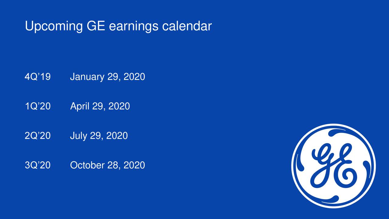 General Electric Company 2019 Q3 Results Earnings Call Presentation