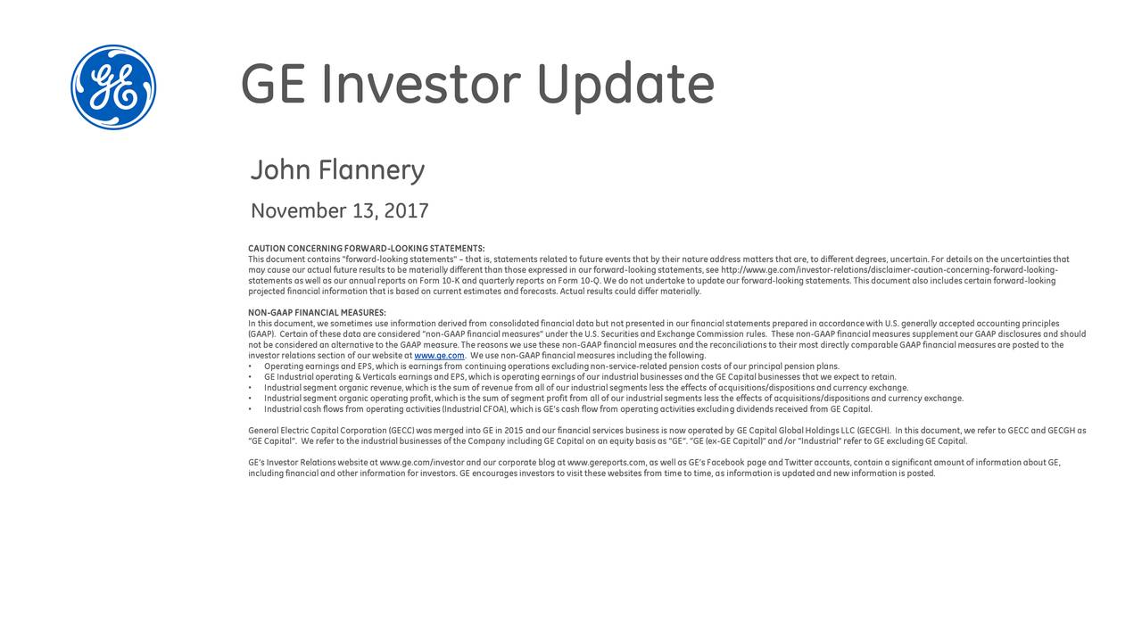 General Electric (GE) Investor Presentation Slideshow (NYSEGE