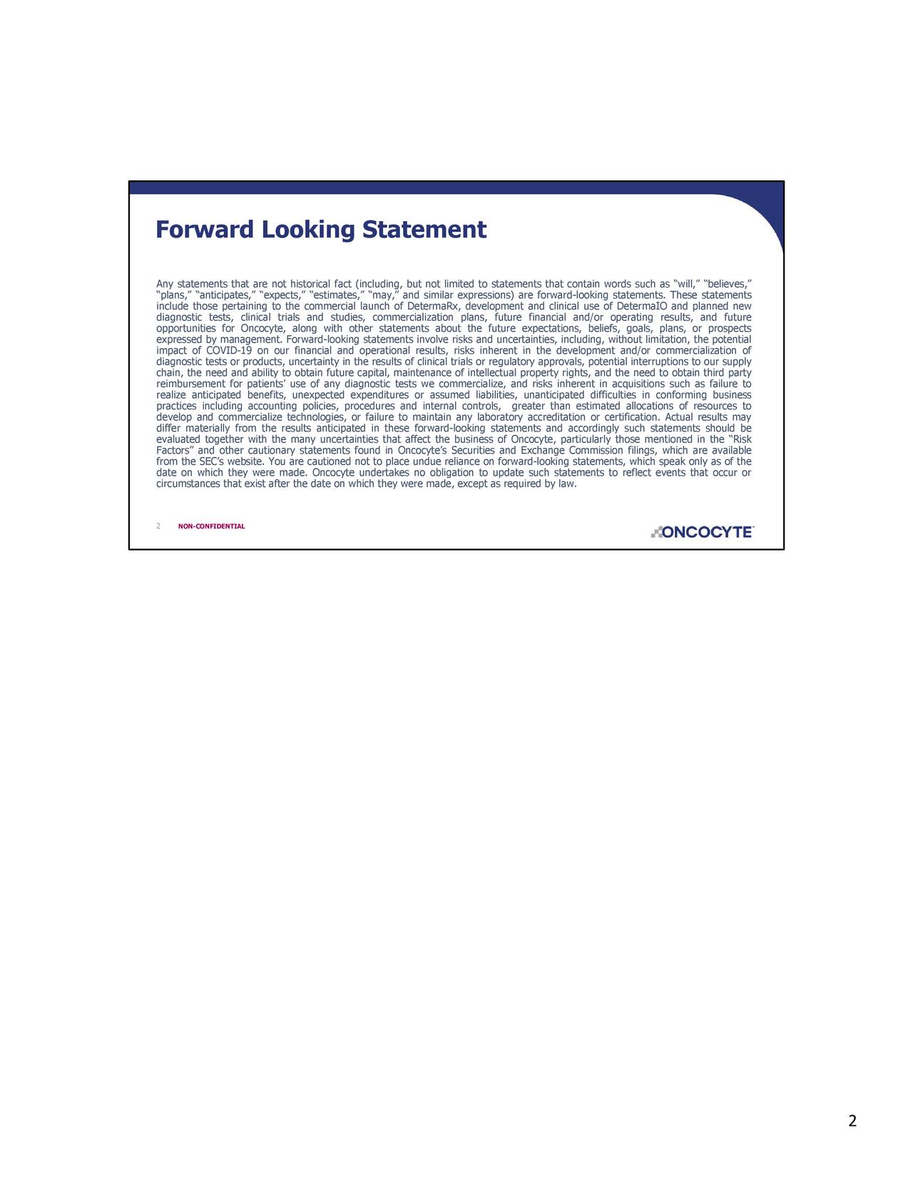 Forward Looking Statement