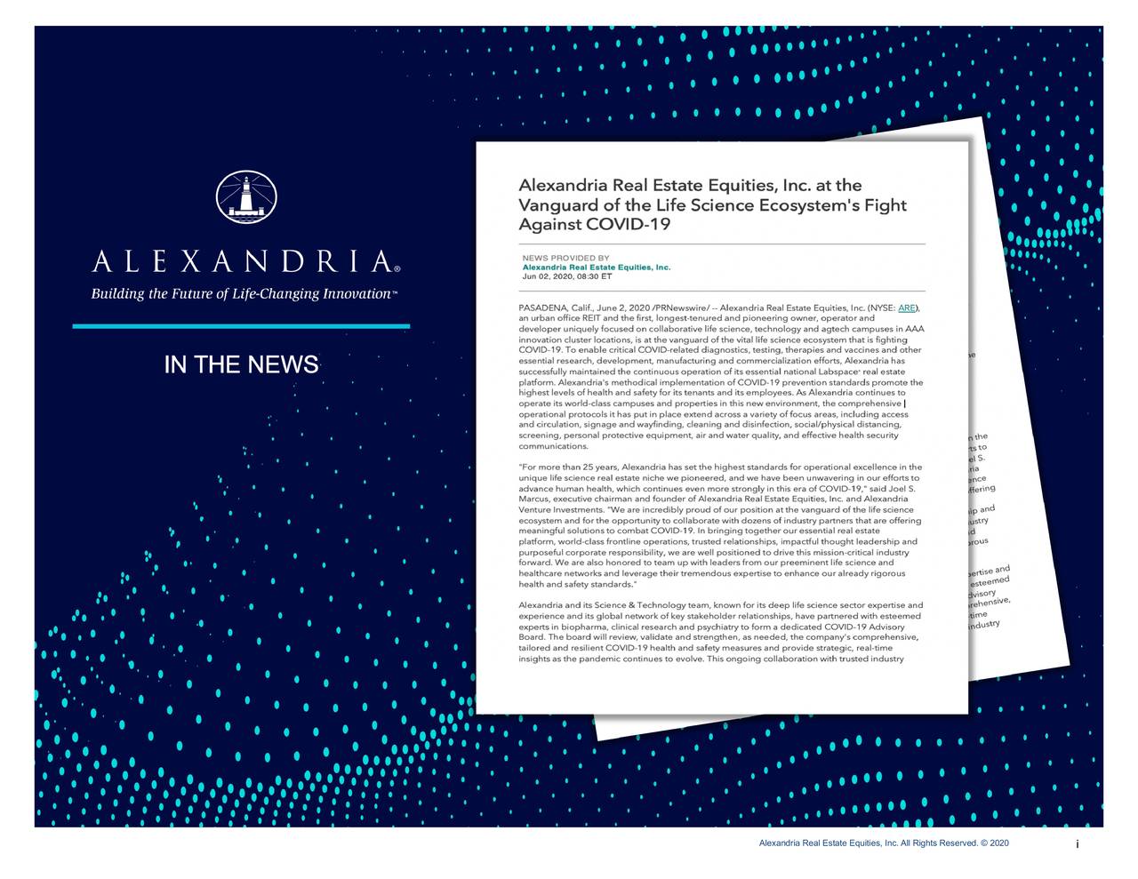 Alexandria Real Estate Equities, Inc. 2020 Q2 Results Earnings Call