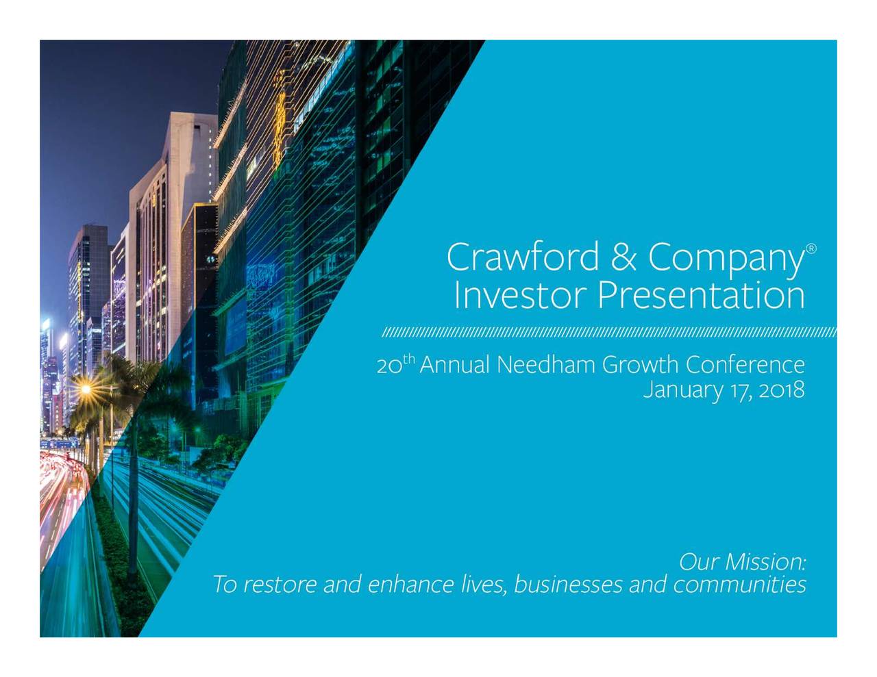 Crawford & Company (CRD.B) Presents At Needham & Co. 20th Annual Growth ...