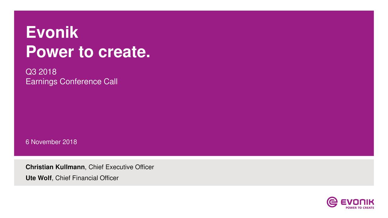 Evonik Industries AG 2018 Q3 Results Earnings Call Slides (OTCMKTS