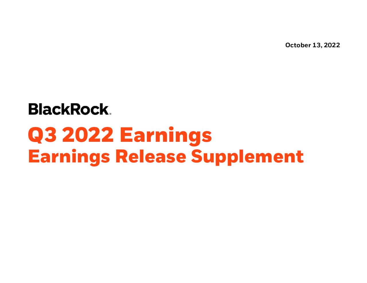 BlackRock, Inc. 2022 Q3 - Results - Earnings Call Presentation (NYSE ...