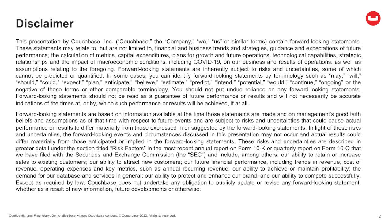 Couchbase, Inc. 2022 Q3 Results Earnings Call Presentation (NASDAQ