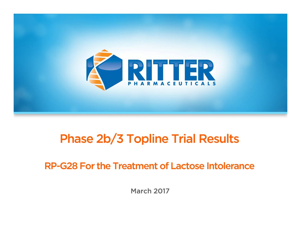 Ritter Pharmaceuticals (RTTR) Presents On Phase 2b/3 Trial Topline