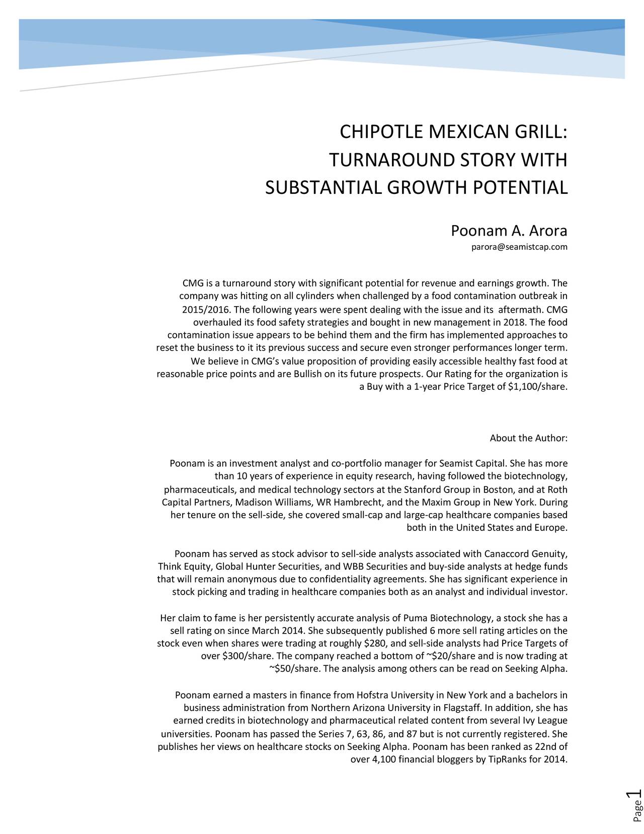 Chipotle Mexican Grill Turnaround Story With Substantial Growth