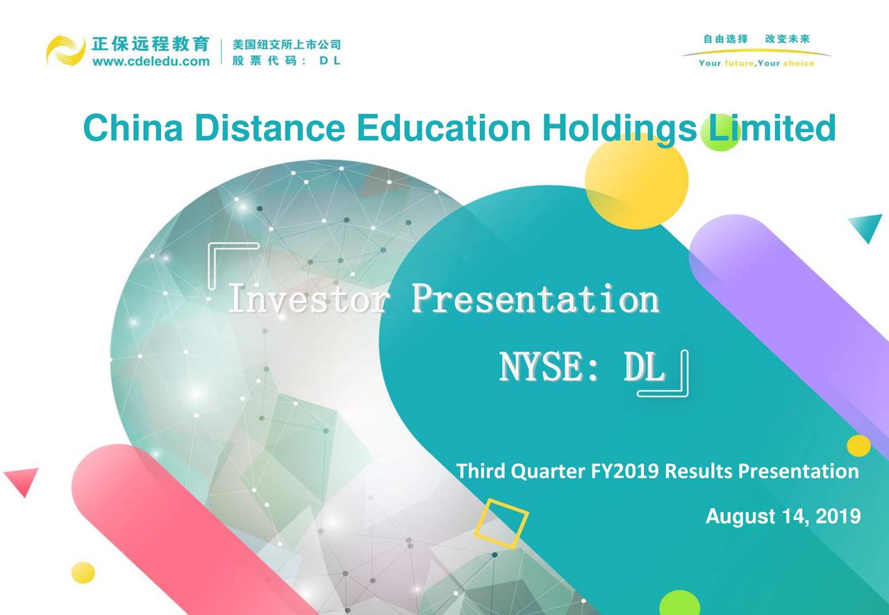 China Distance Education Holdings Limited 2019 Q3