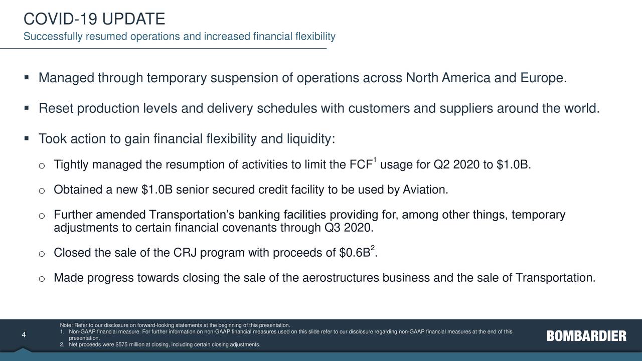 Bombardier Inc. 2020 Q2 Results Earnings Call Presentation (OTCMKTS