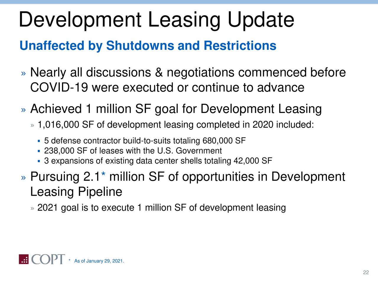 Development Leasing Update