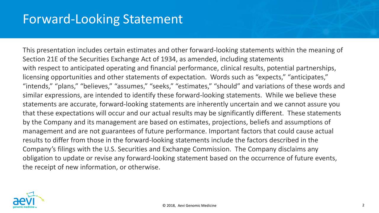Forward-Looking Statement