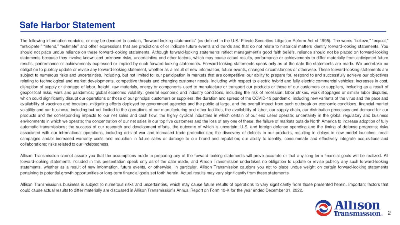 Allison Transmission Holdings, Inc. 2023 Q3 Results Earnings Call