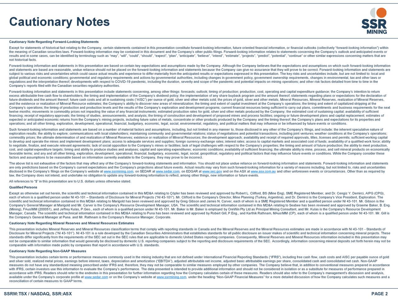 Cautionary Notes