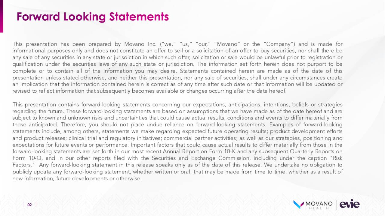 This presentation has been prepared by Movano Inc. (“we,” “us,” “our,” “Movano” or the “Company”) and is made for