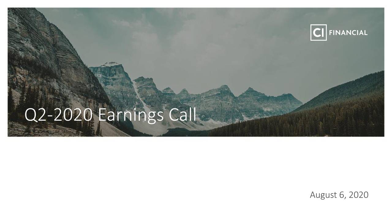 CI Financial Corp 2020 Q2 Results Earnings Call Presentation