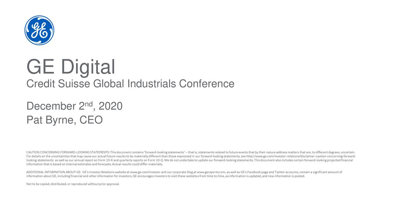 General Electric Company (GE) Presents At Credit Suisse 8th Annual Virtual Industrials