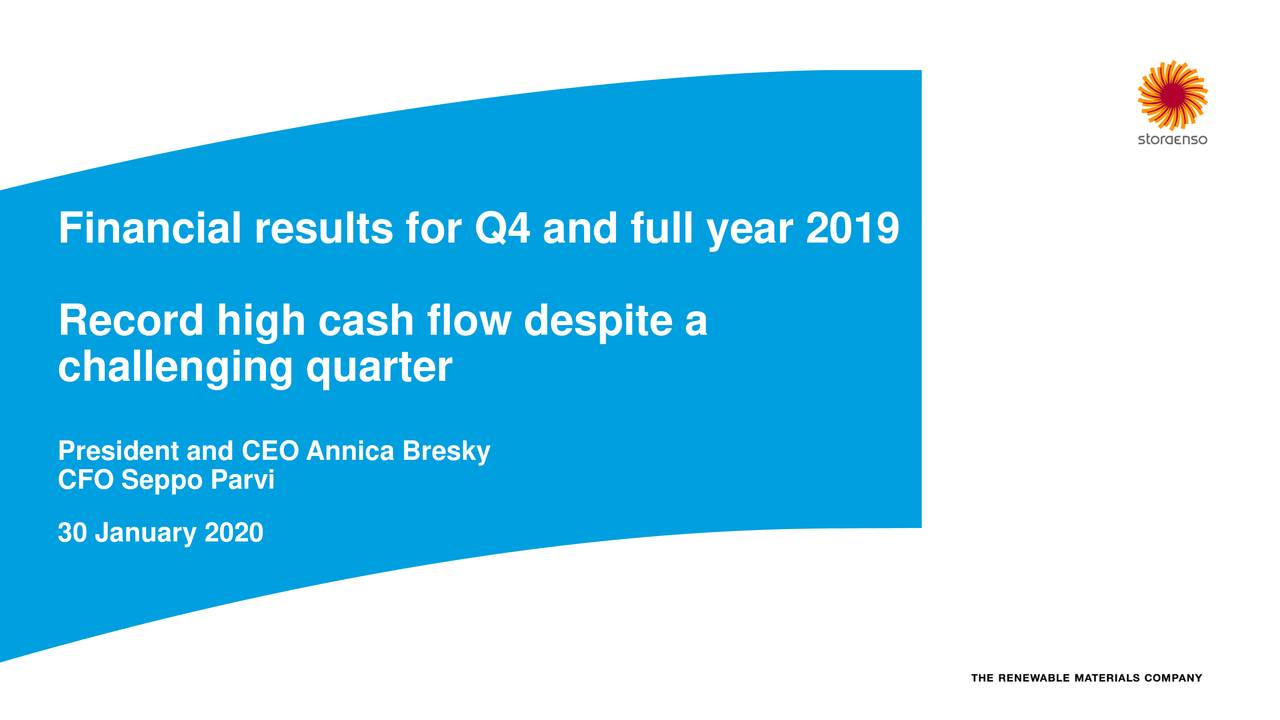 Stora Enso Oyj 2019 Q4 - Results - Earnings Call Presentation (OTCMKTS ...