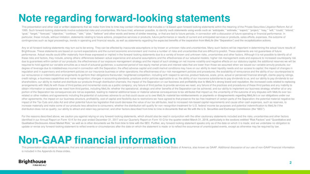 Note regarding forward-looking statements
