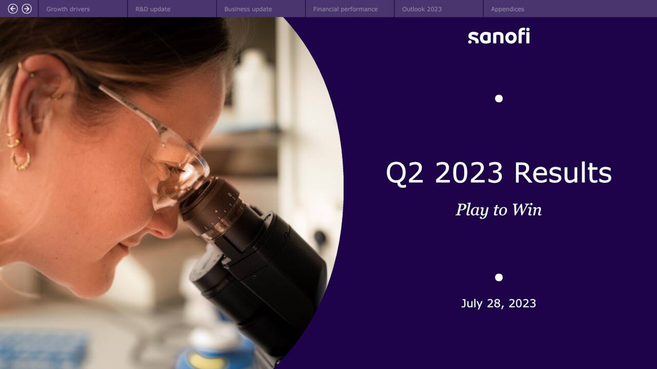 Sanofi 2023 Q2 Results Earnings Call Presentation (NASDAQSNY