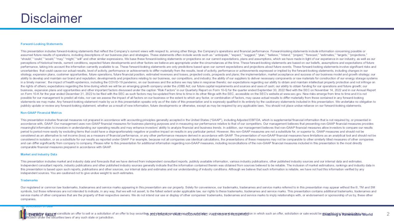 Energy Vault Holdings, Inc. 2022 Q4 Results Earnings Call