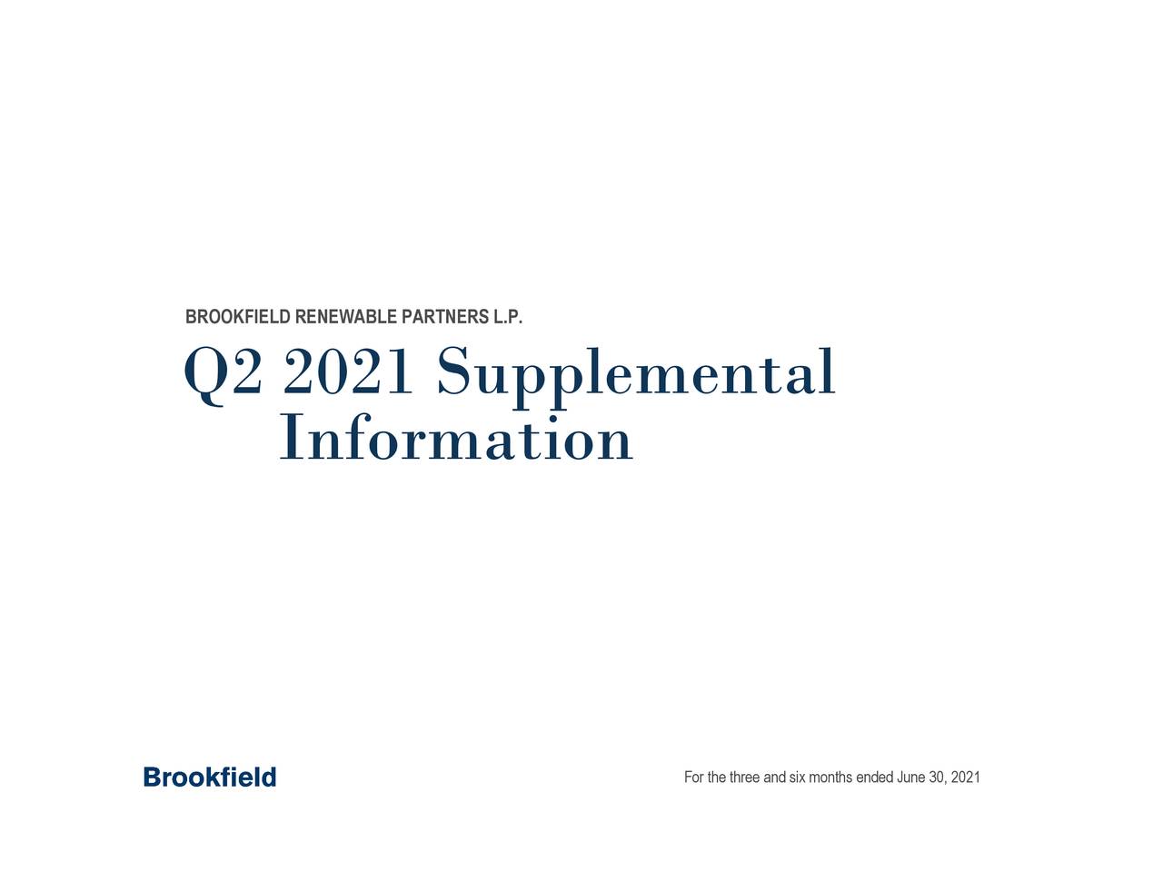 Brookfield Renewable Partners L P 2021 Q2 Results Earnings Call