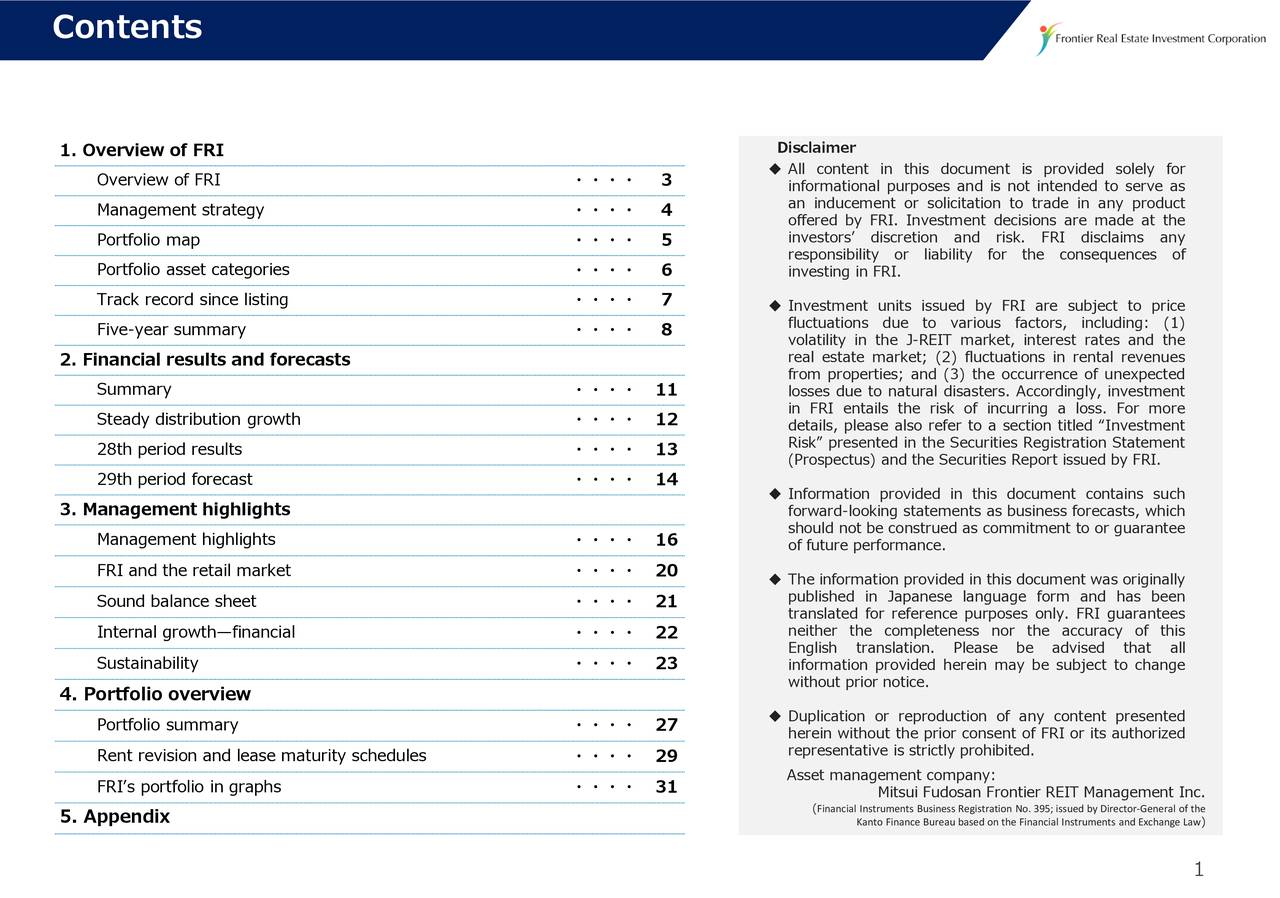 Frontier Real Estate Invest, 2018 Q2 Results Earnings Call Slides