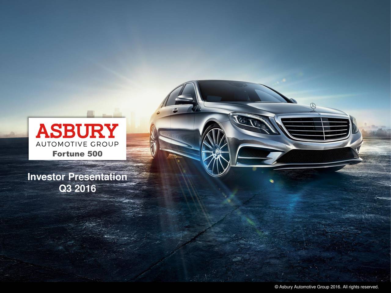 Asbury Automotive Group, Inc. 2016 Q3 Results Earnings Call Slides