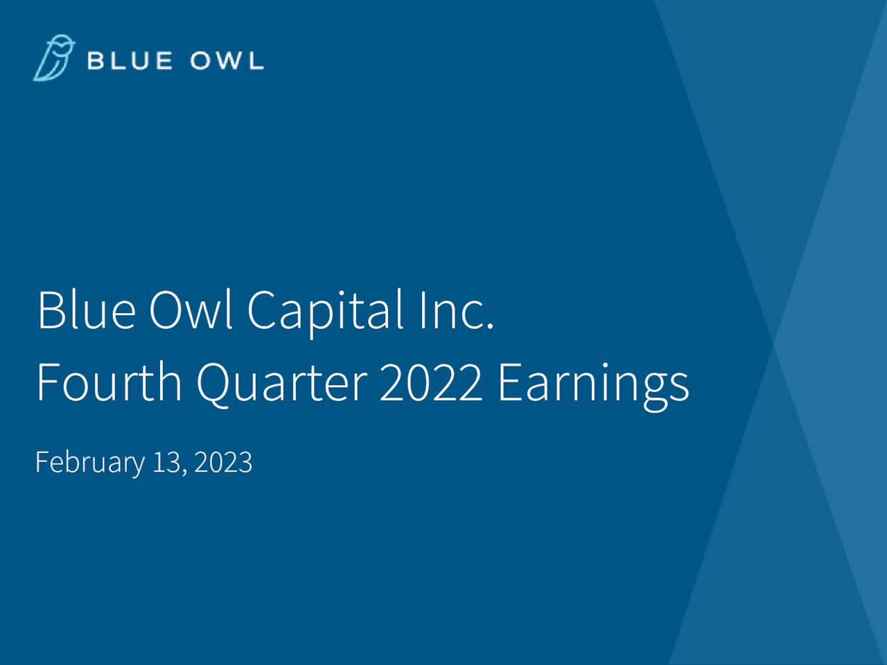 Blue Owl Capital Inc. 2022 Q4 - Results - Earnings Call Presentation ...