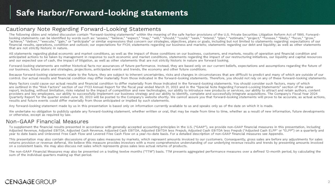 Safe Harbor/Forward-looking statements