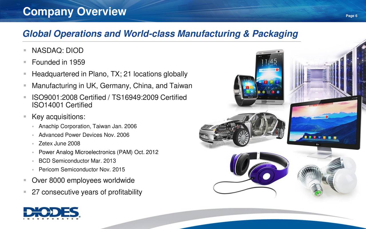 Diodes Incorporated 2018 Q3 Results Earnings Call Slides (NASDAQ