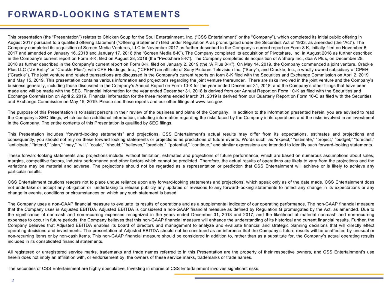 Chicken Soup for the Soul Entertainment (CSSE) Investor Presentation