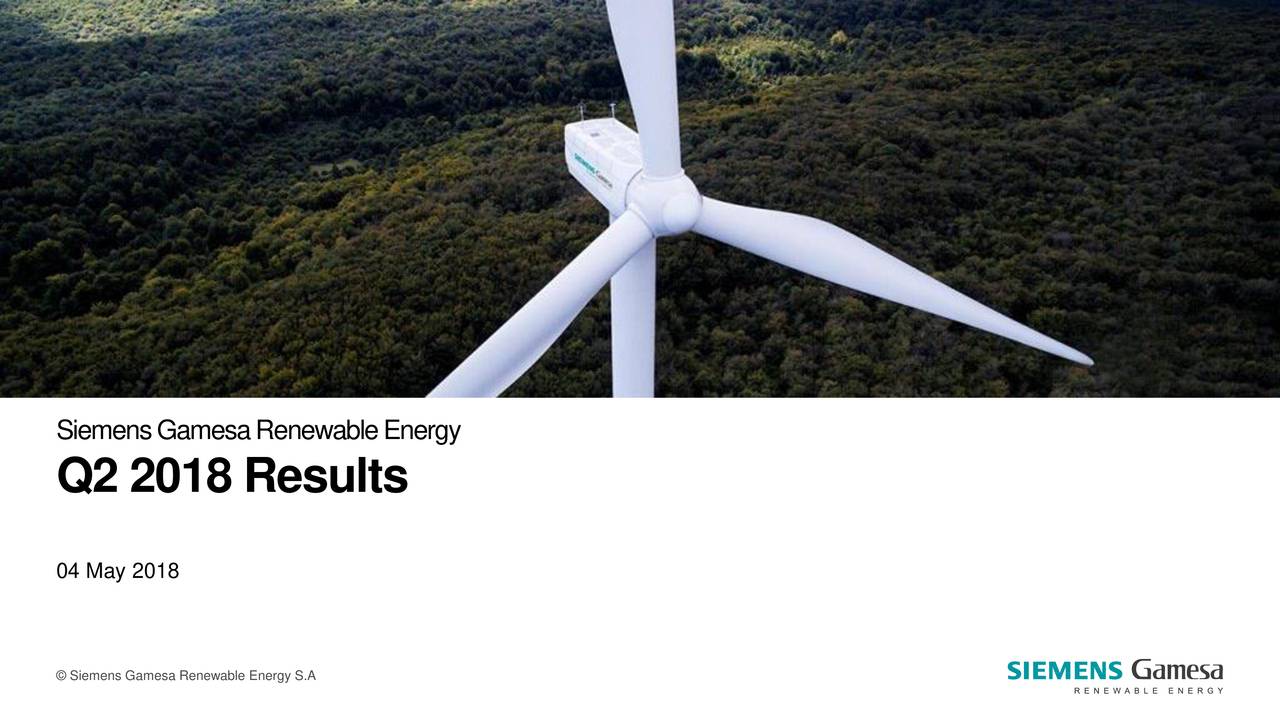 Siemens Gamesa Renewable Energy ADR 2018 Q2 - Results - Earnings Call ...