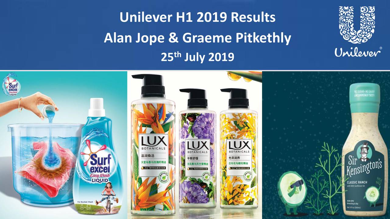 Finanzas: Unilever PLC 2019 Q2 - Results - Earnings Call Slides ...