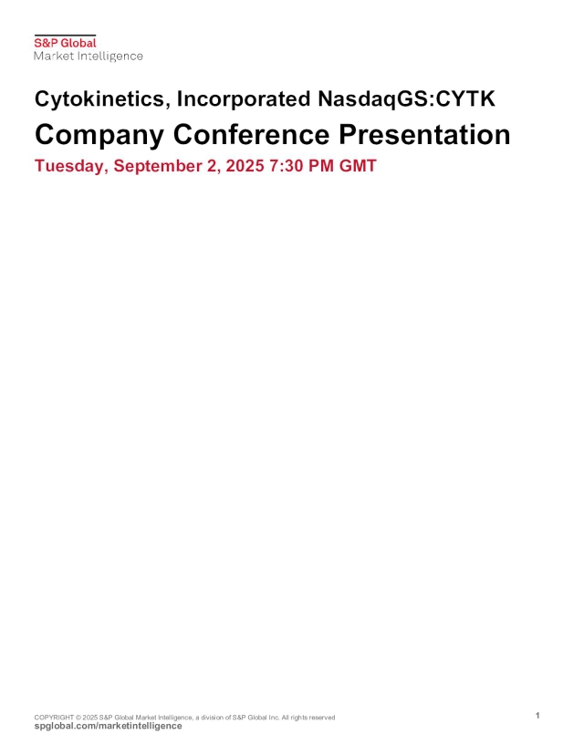 Cytokinetics, Incorporated (CYTK) Presents at Citi's Biopharma Back to ...
