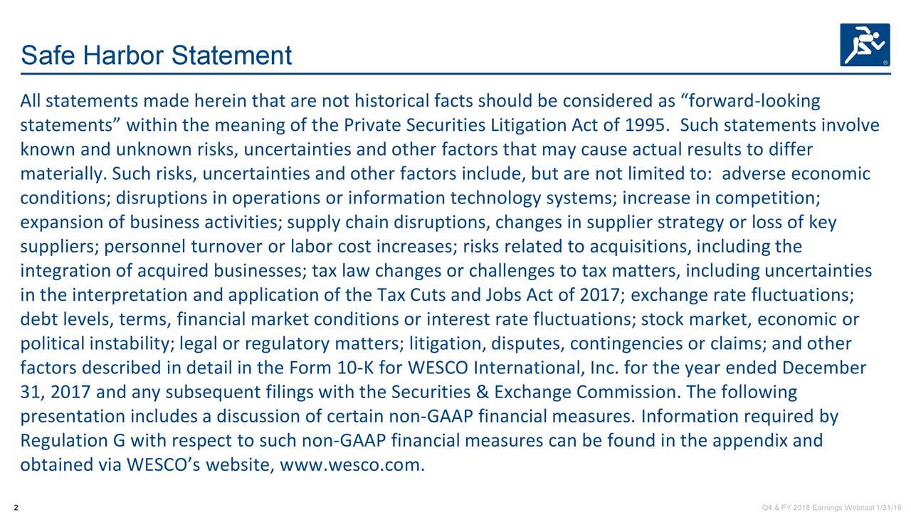 WESCO International, Inc. 2018 Q4 Results Earnings Call Slides (NYSEWCC) Seeking Alpha