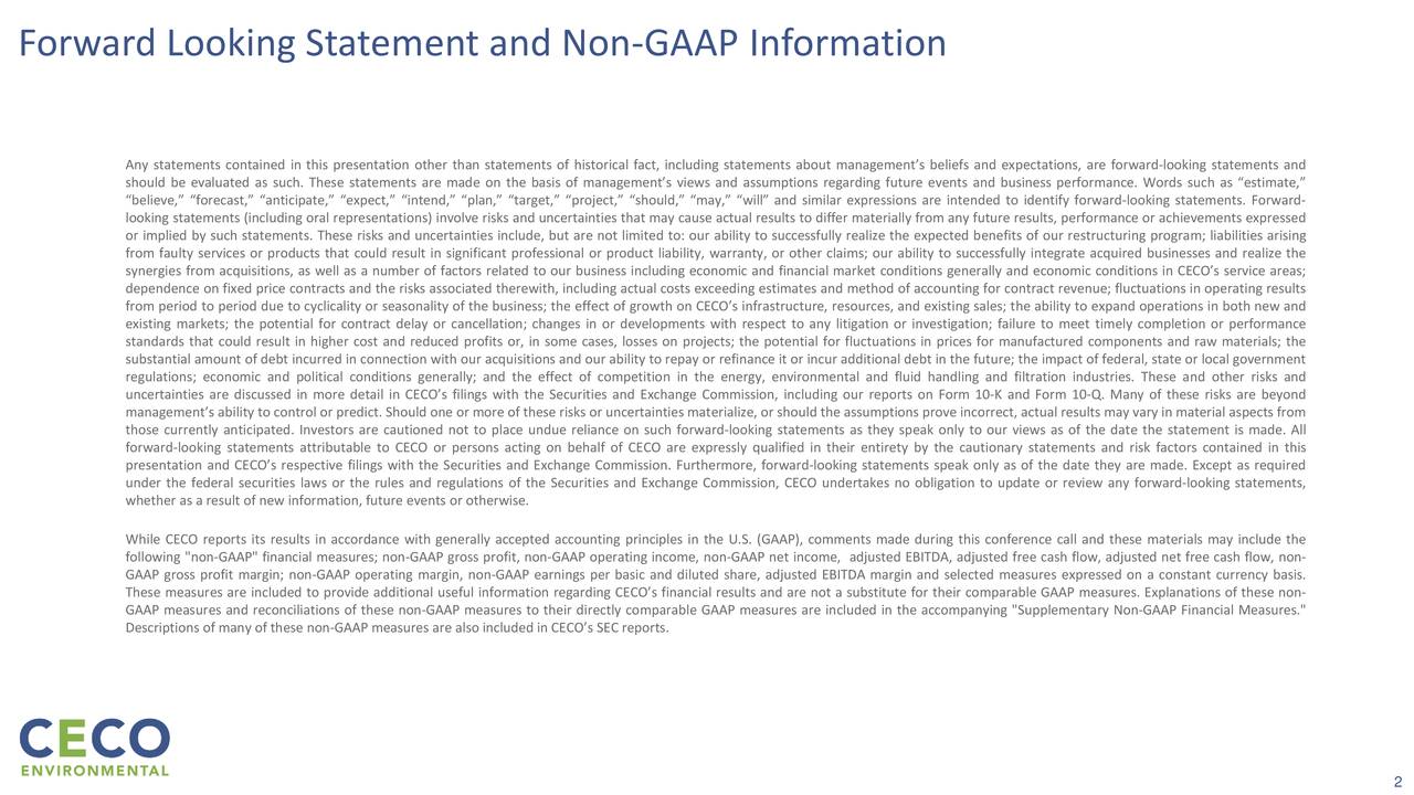 Forward Looking Statement and Non-GAAP Information