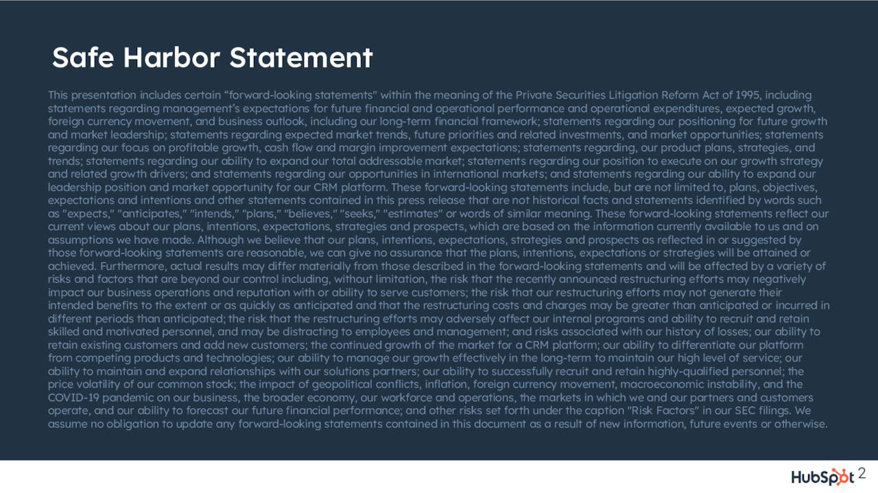 Safe Harbor Statement