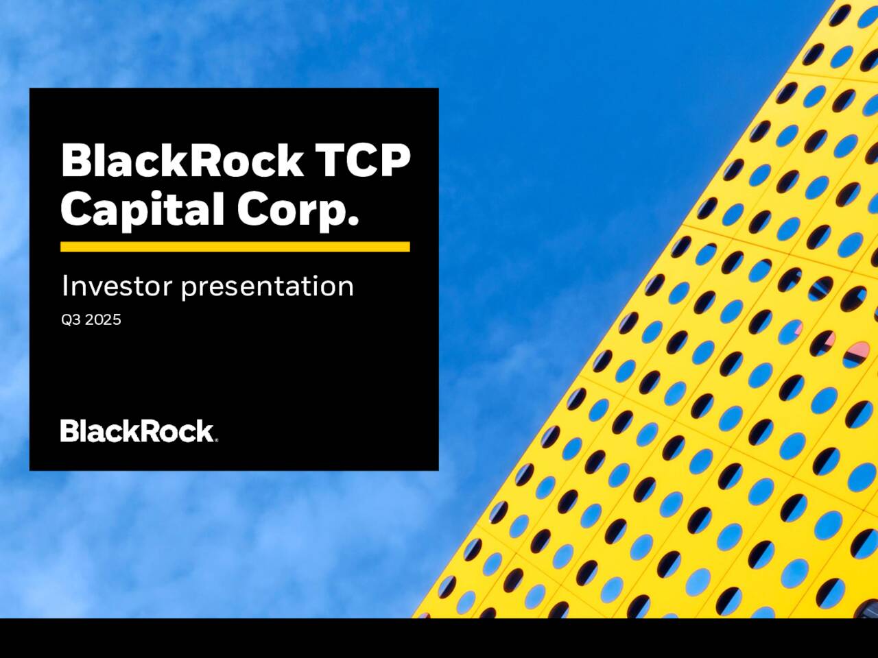 BlackRock TCP Capital Corp 2025 Q3 - Results - Earnings Call ...