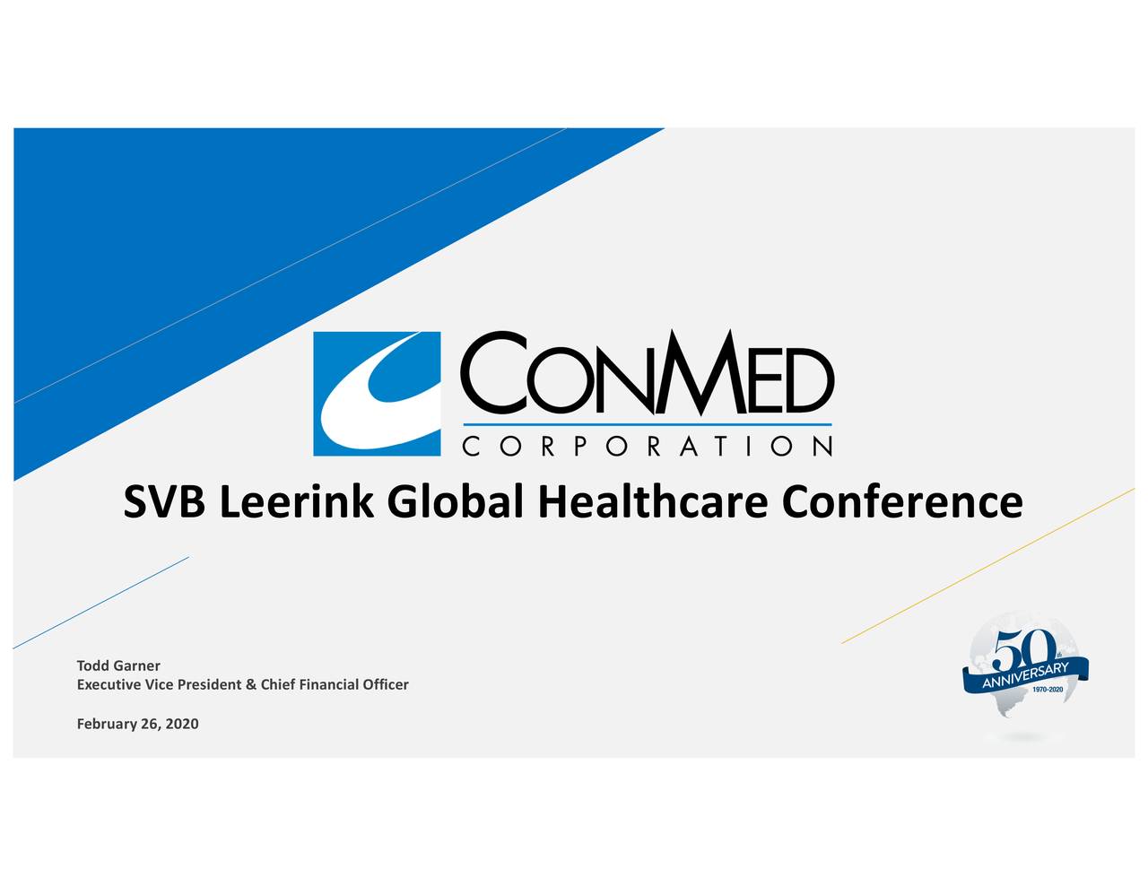 CONMED (CNMD) Presents At SVB Leerink Global Healthcare Conference
