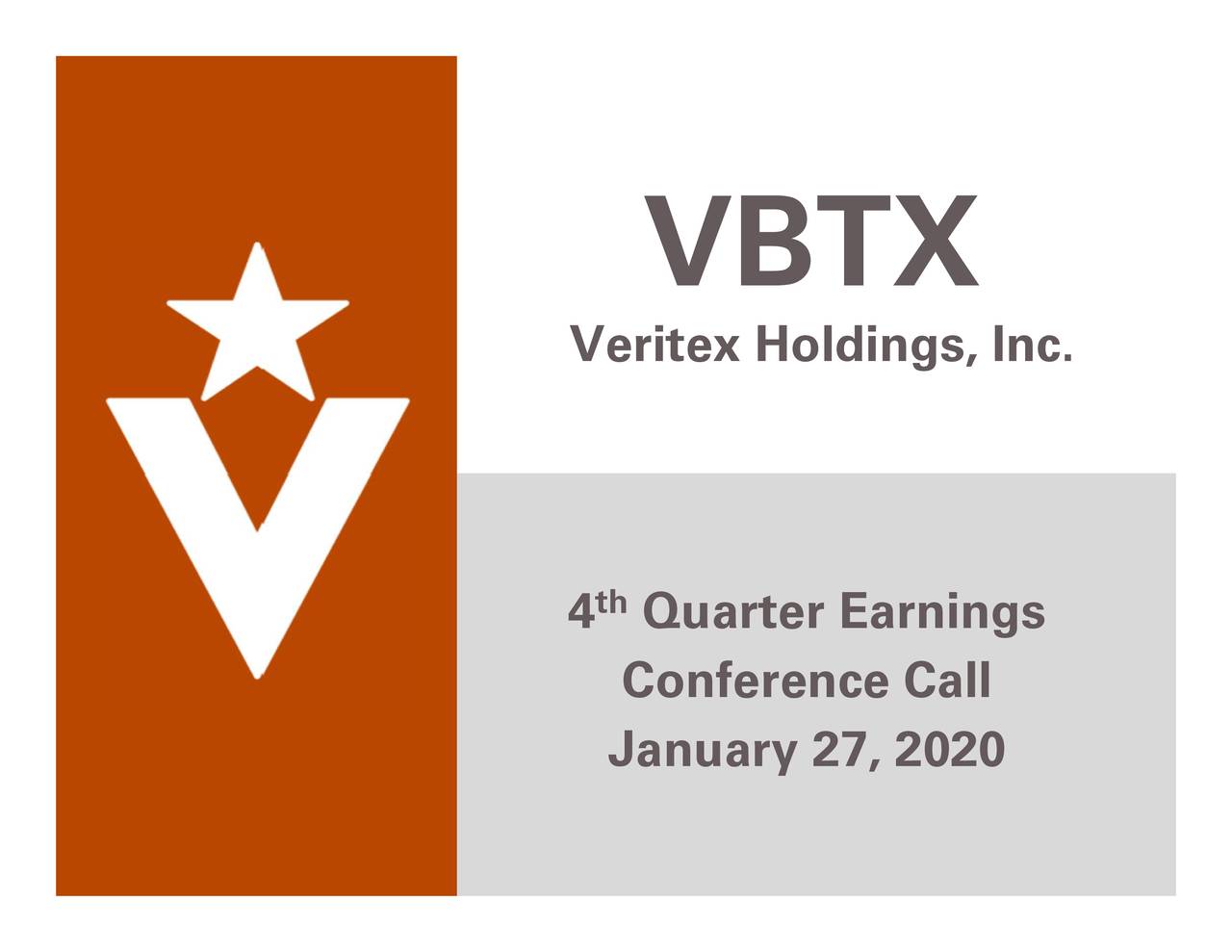Veritex Holdings, Inc. 2020 Q4 Results Earnings Call Presentation